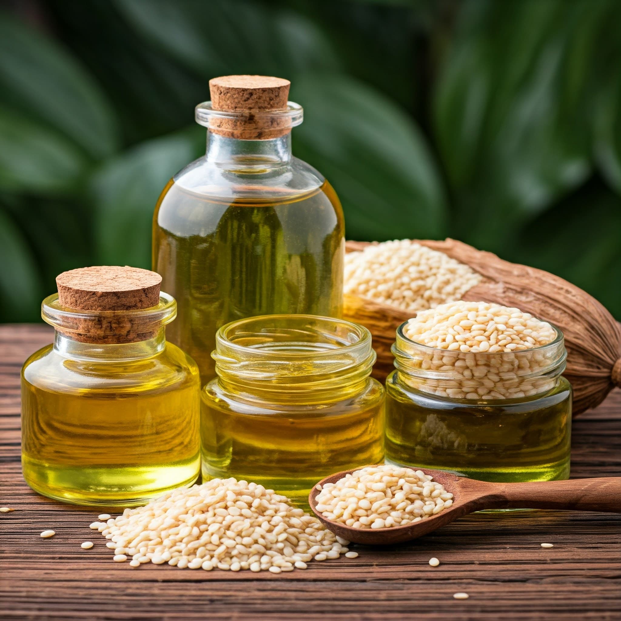 Massageöle mit Sesam als Zutat (KI-generiertes Bild)