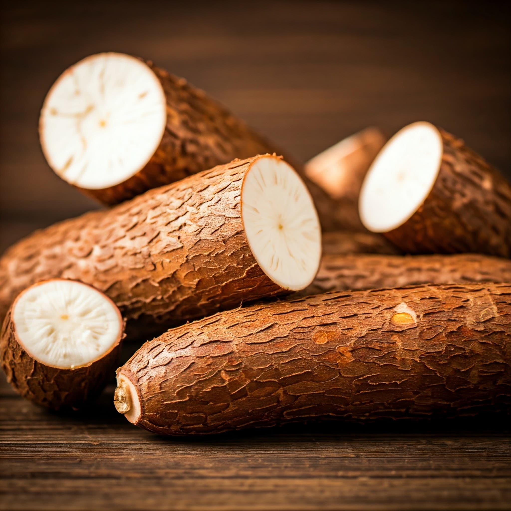 कटी हुई कसावा (एआई-जनित छवि)