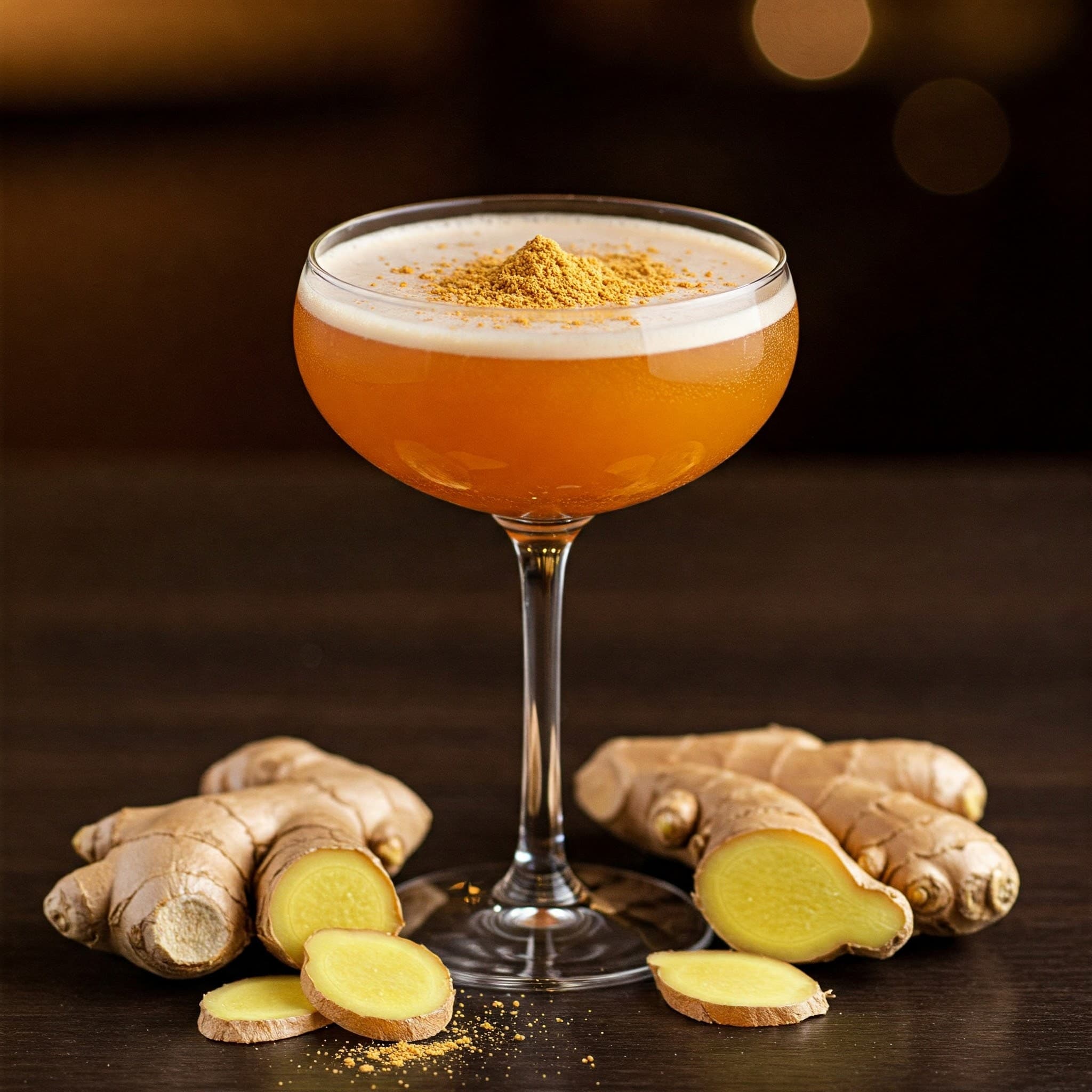 Cocktail utilisant de la poudre de gingembre comme ingrédient (Image générée par IA)
