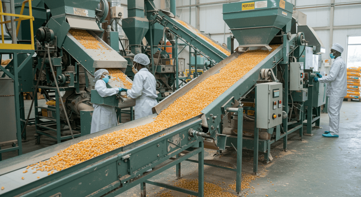 옥수수 가루 생산 라인 (AI 생성 이미지)