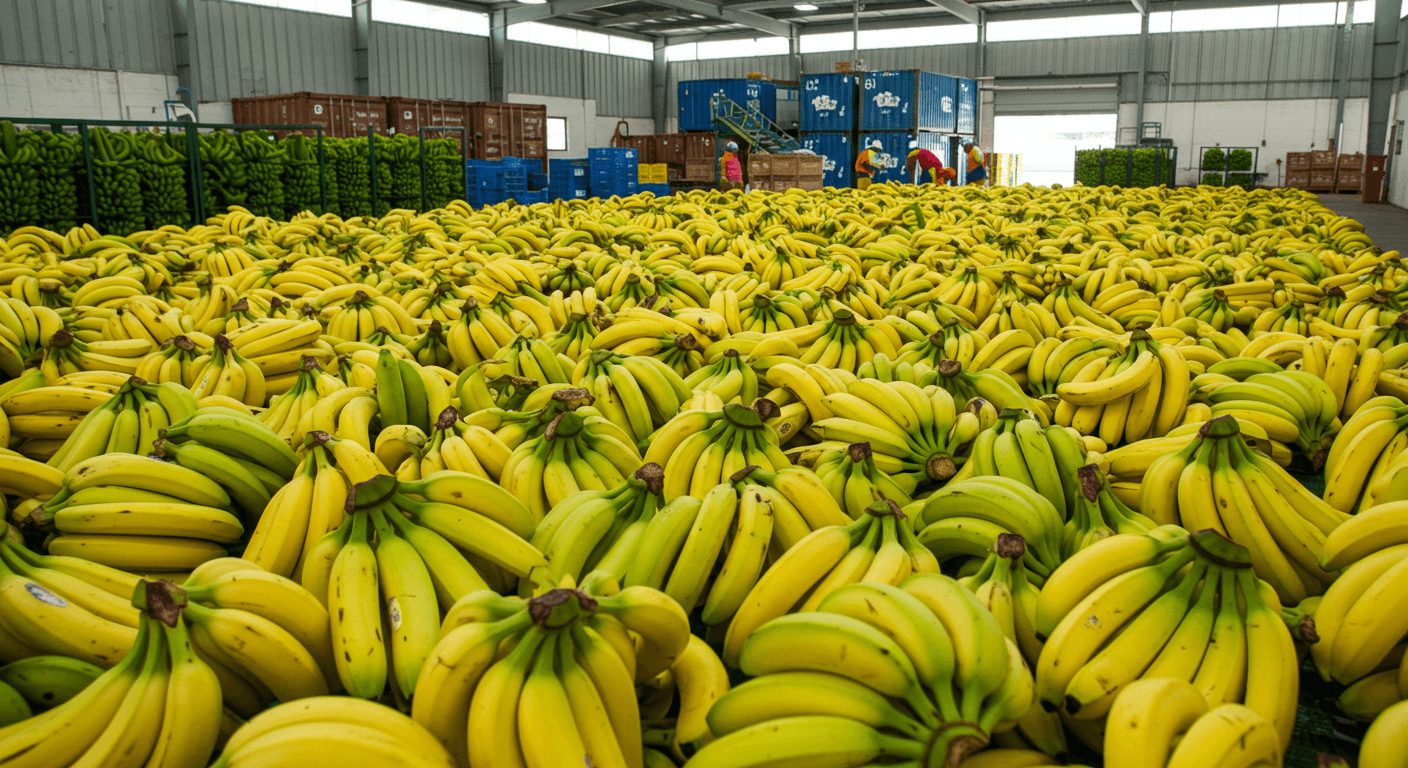 Bananas ready for export from Colombia (AI-generated image).