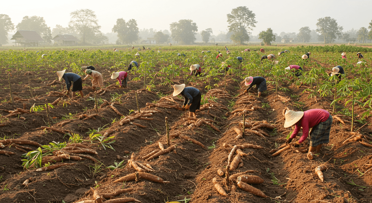 라오스의 카사바 수확 (AI 생성 이미지)