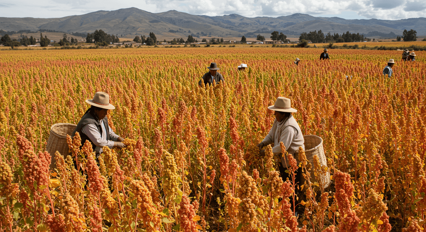 बोलीविया में क्विनोआ की फसल (एआई द्वारा निर्मित छवि)