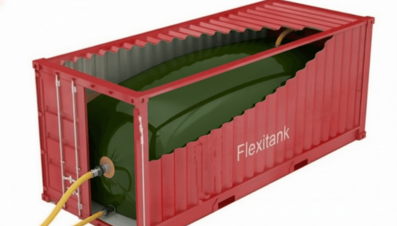 Huile d’avocat brute dans une flexitank de 24 000 L (image générée par IA).