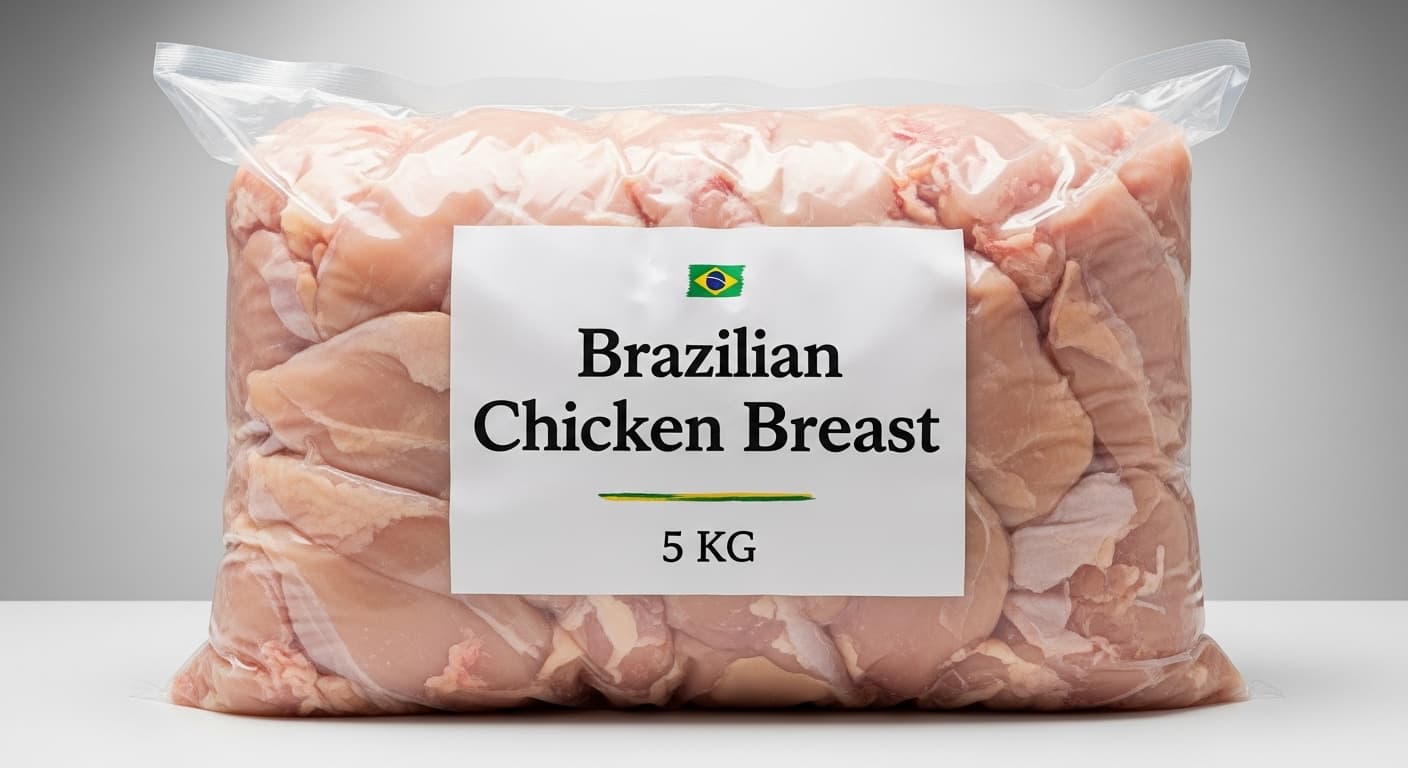 巴西鸡胸肉，5公斤包装（AI生成图像）